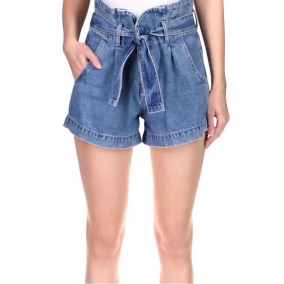 DL1961 Pants - 𝅺DL1961 Camille paper bag waist denim short high waisted w/ tie size 28 EUC!!!